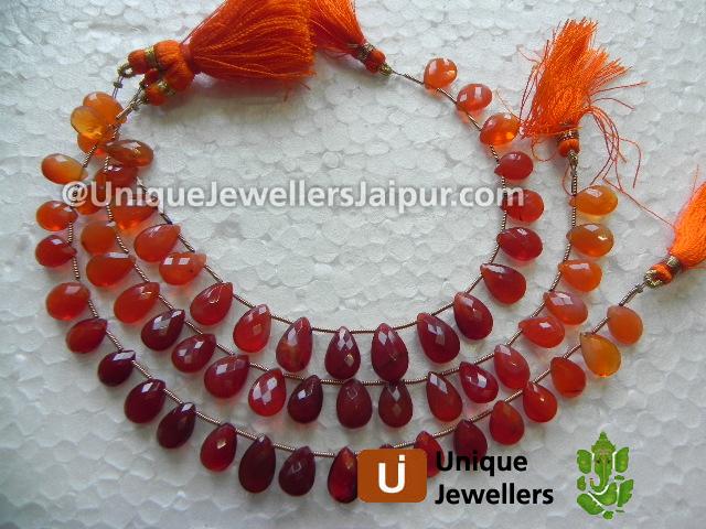 Fire Opal Faceted Pear Beads